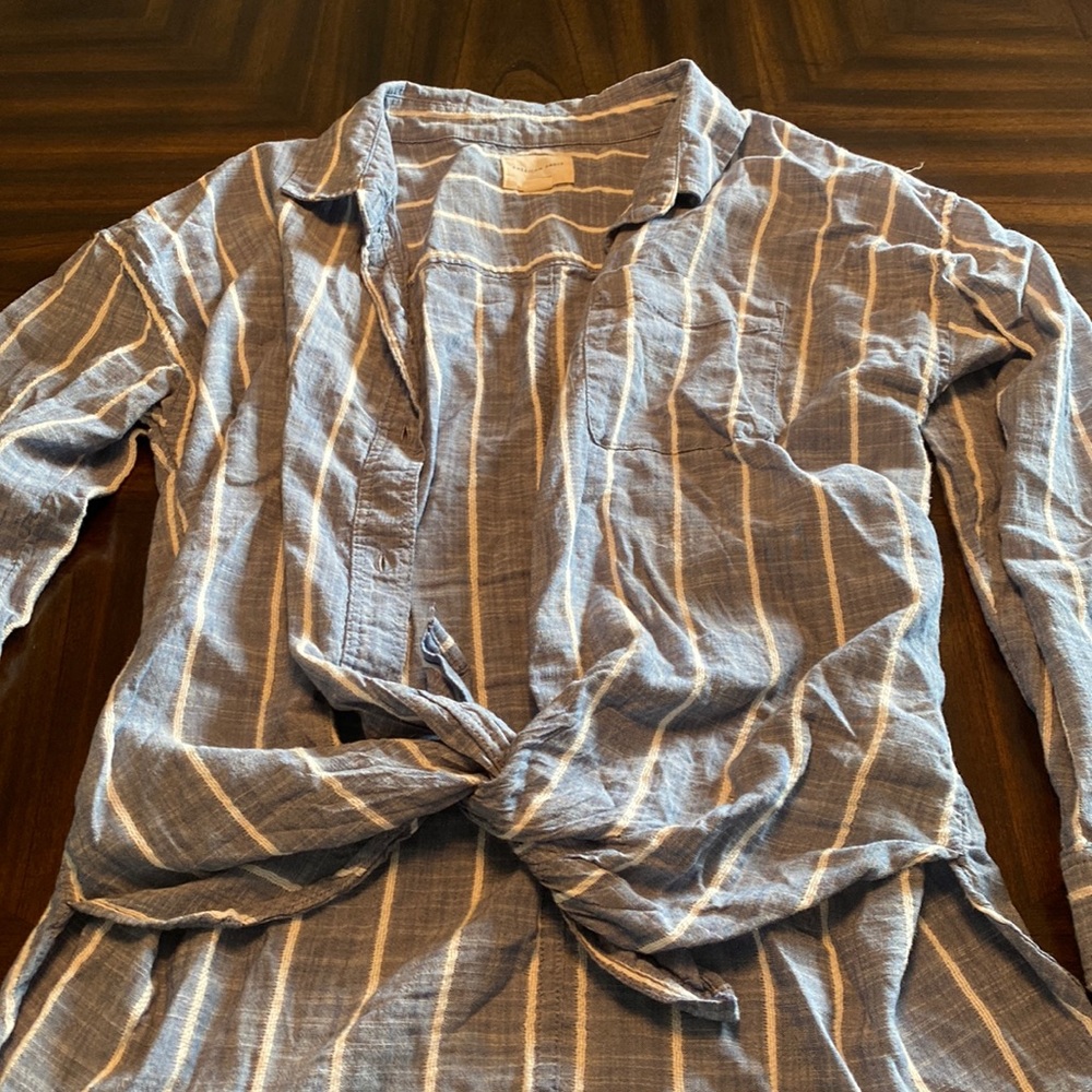 Oversized Striped Long sleeve shirt with front tie